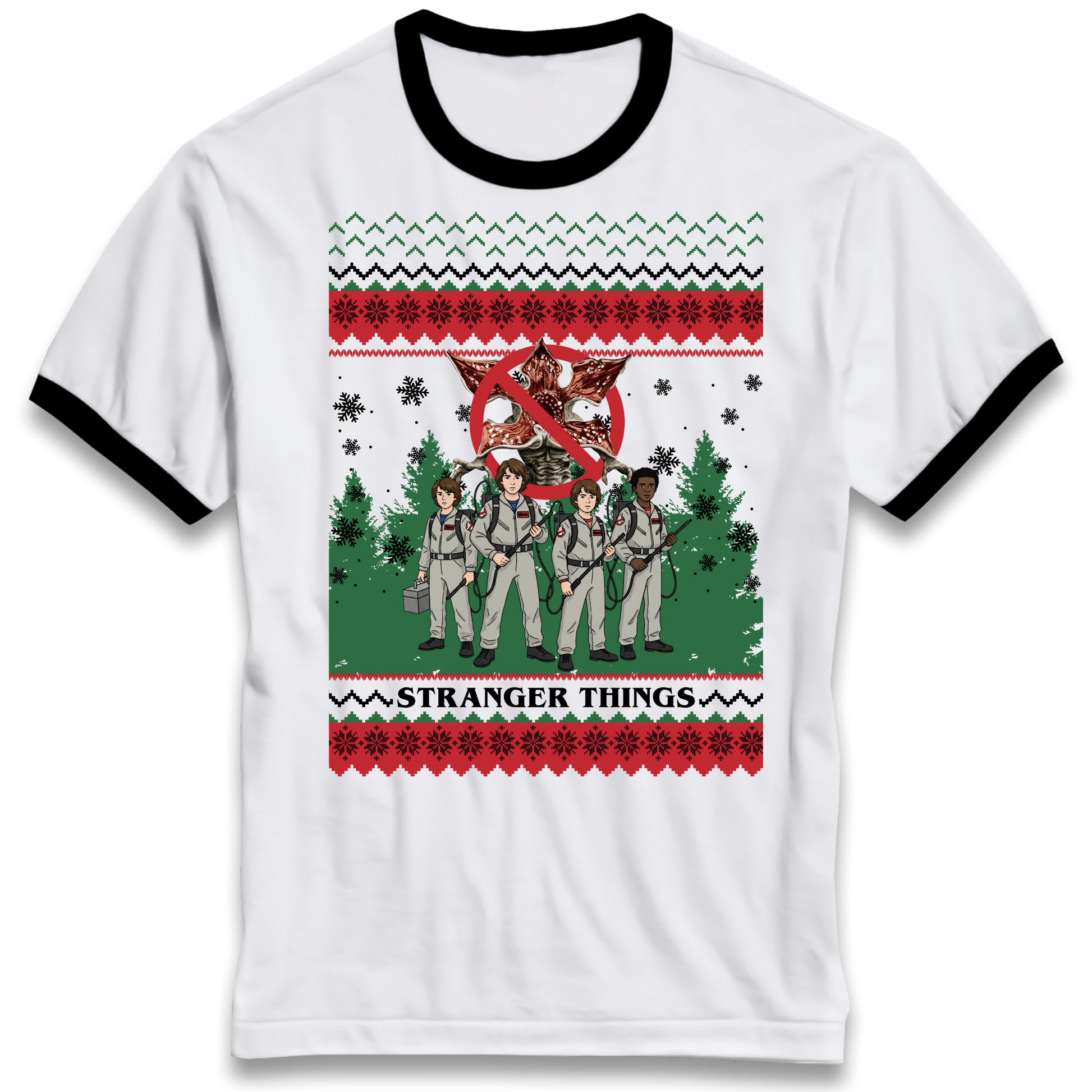 Stranger Things Demogorgon Christmas Ringer T Shirt