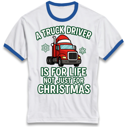 Truck Driver Christmas Ringer T Shirt