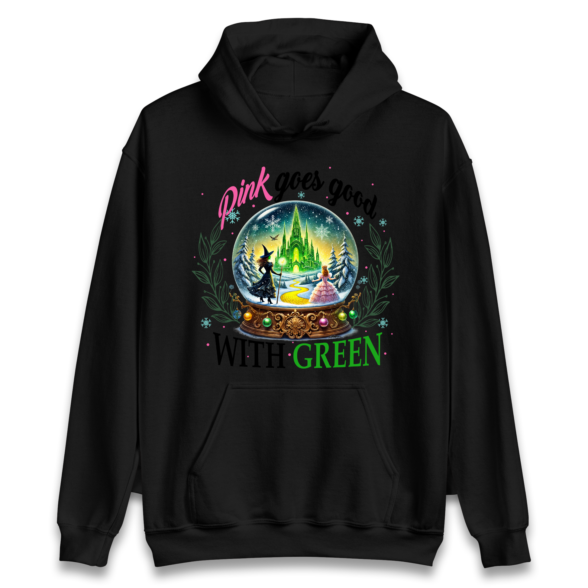 Wicked Pink Goes Good With Green Hoodie