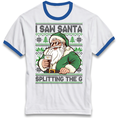 Santa Splitting The G Ringer T Shirt
