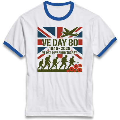 VE Day 80th Anniversary 1945 2025 Ringer T Shirt