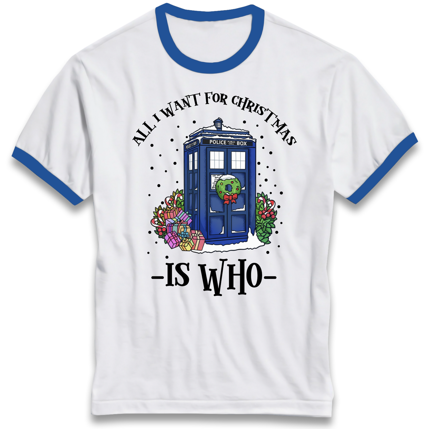 Dr Who Christmas Ringer T Shirt