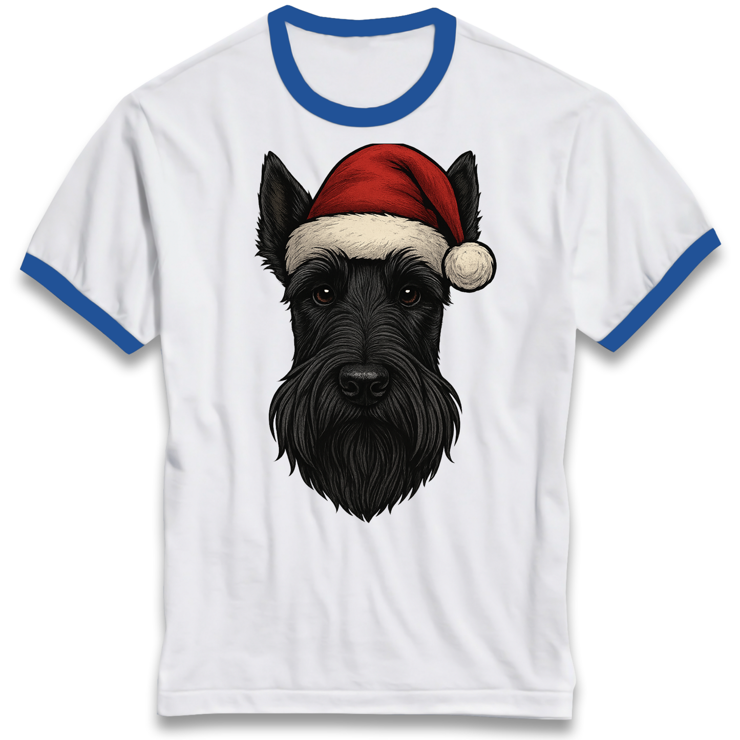 Scottish Terrier Face Christmas Ringer T Shirt