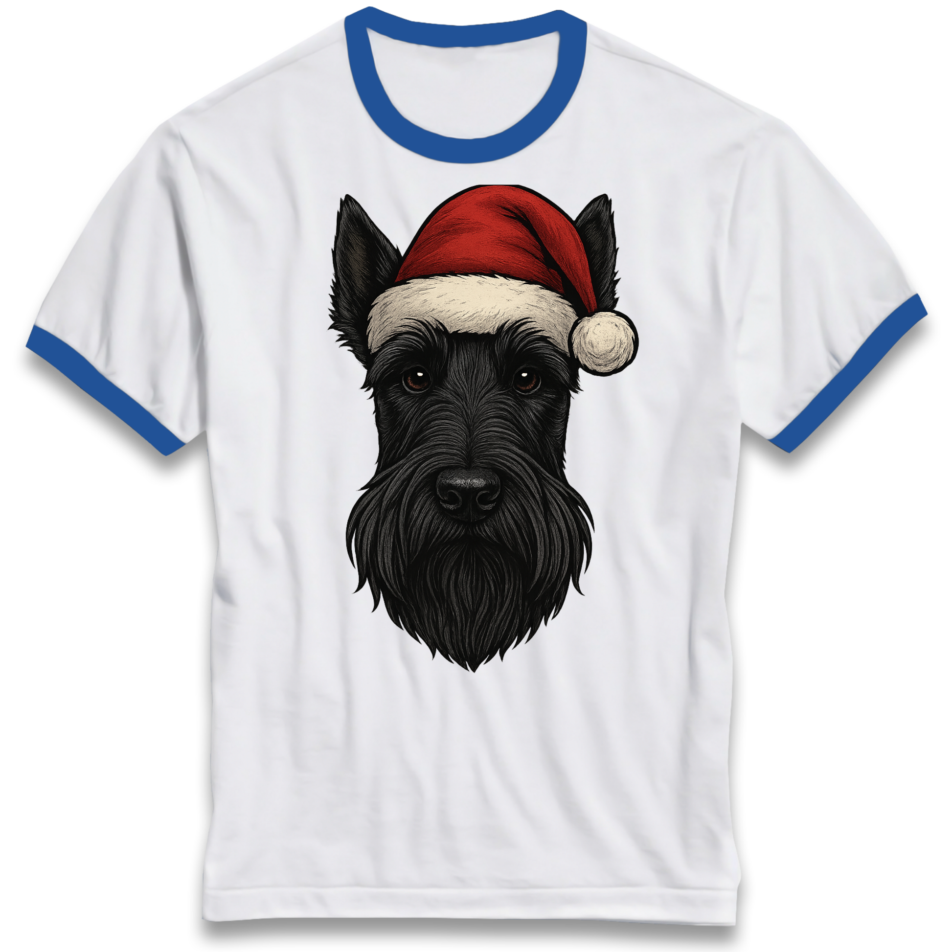 Scottish Terrier Face Christmas Ringer T Shirt