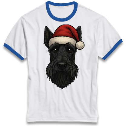 Scottish Terrier Face Christmas Ringer T Shirt
