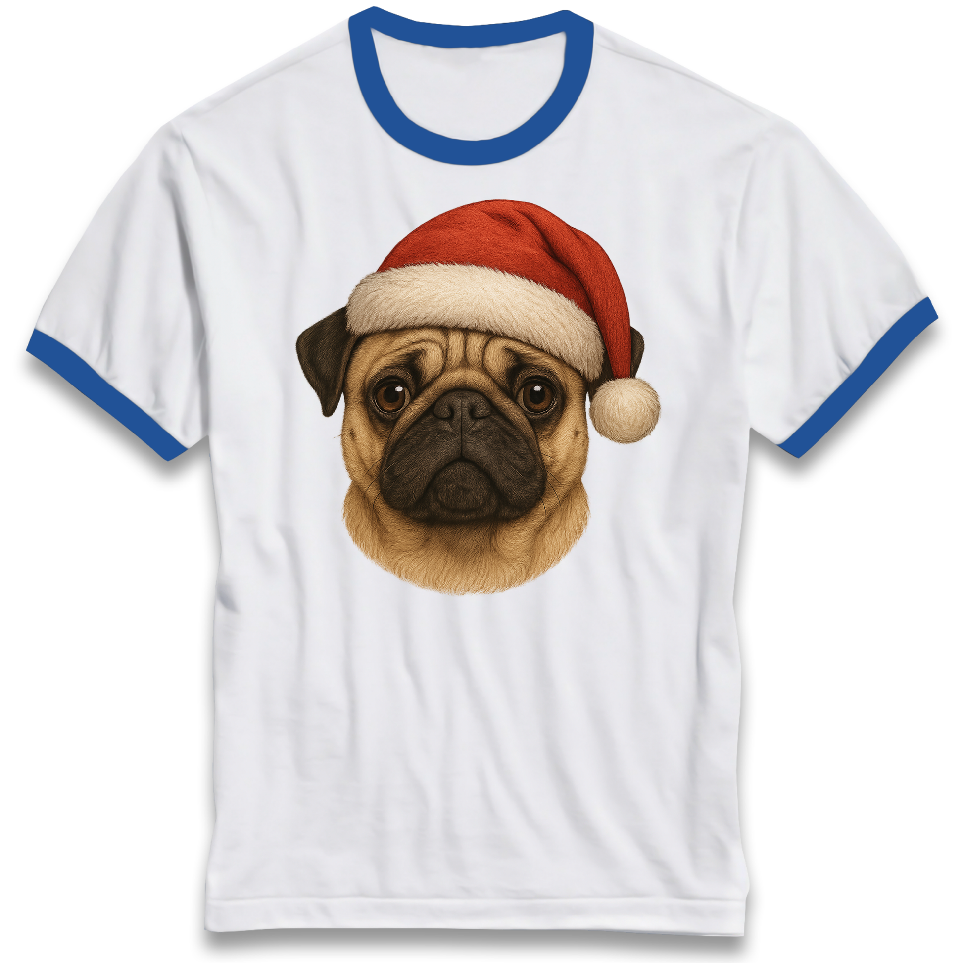 Pug Face Christmas Ringer T Shirt