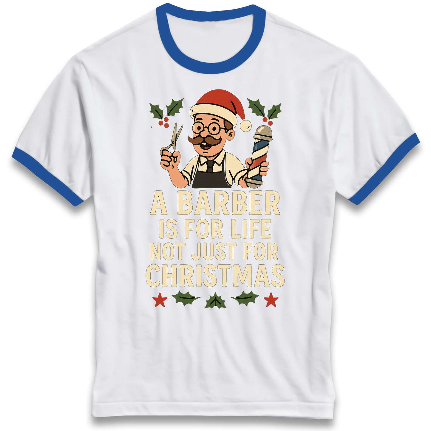 Barber Christmas Ringer T Shirt