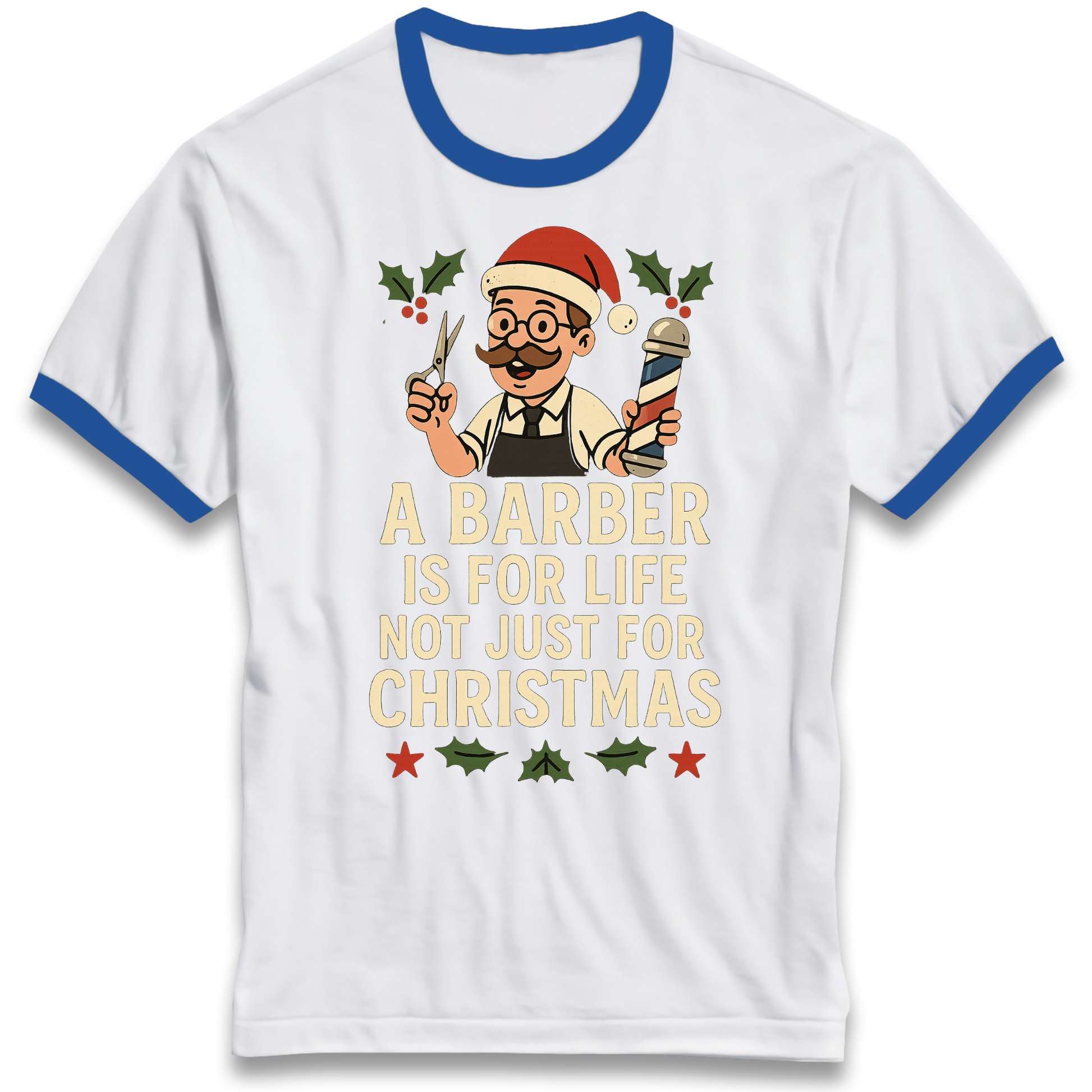 Barber Christmas Ringer T Shirt