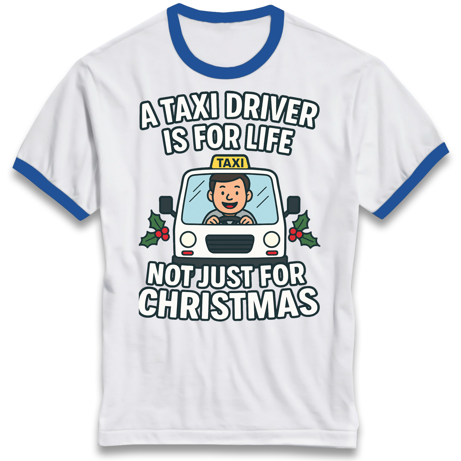 Taxi Driver Christmas Ringer T Shirt