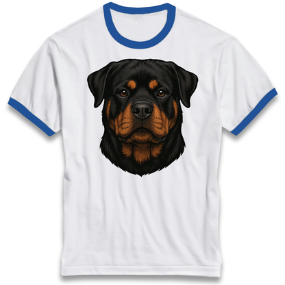 Rottweiler Face Ringer T Shirt