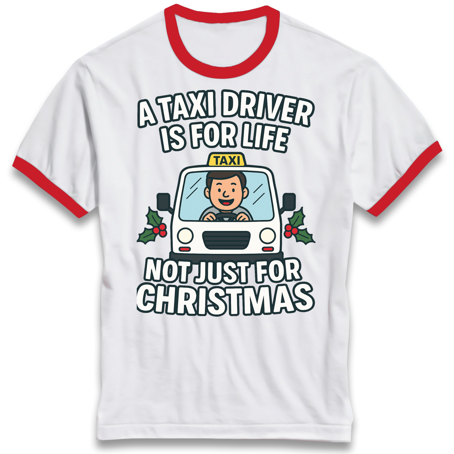 Taxi Driver Christmas Ringer T Shirt