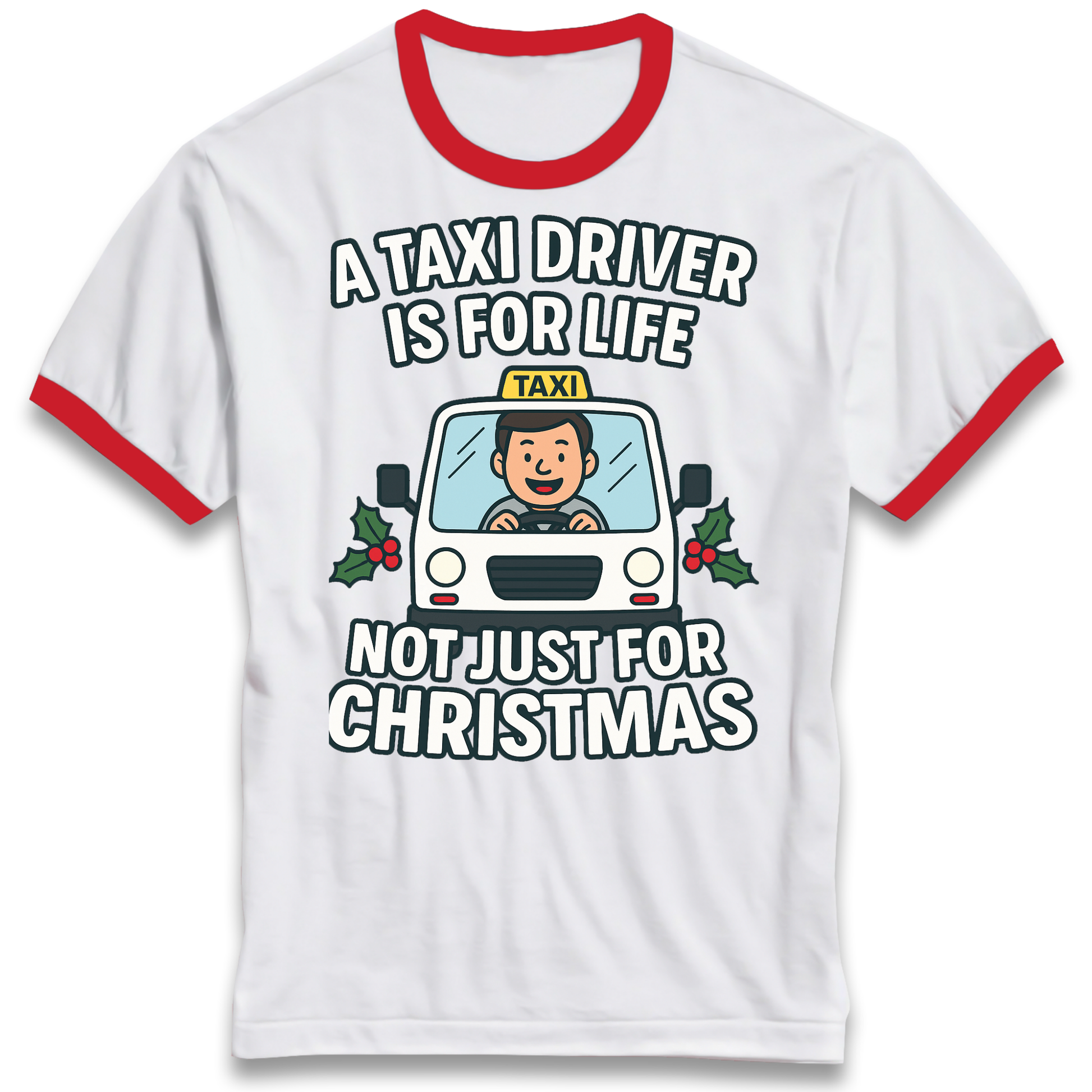 Taxi Driver Christmas Ringer T Shirt