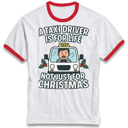 Taxi Driver Christmas Ringer T Shirt
