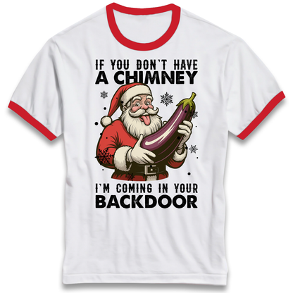 Santa Back Door Ringer T Shirt