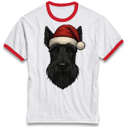 Scottish Terrier Face Christmas Ringer T Shirt