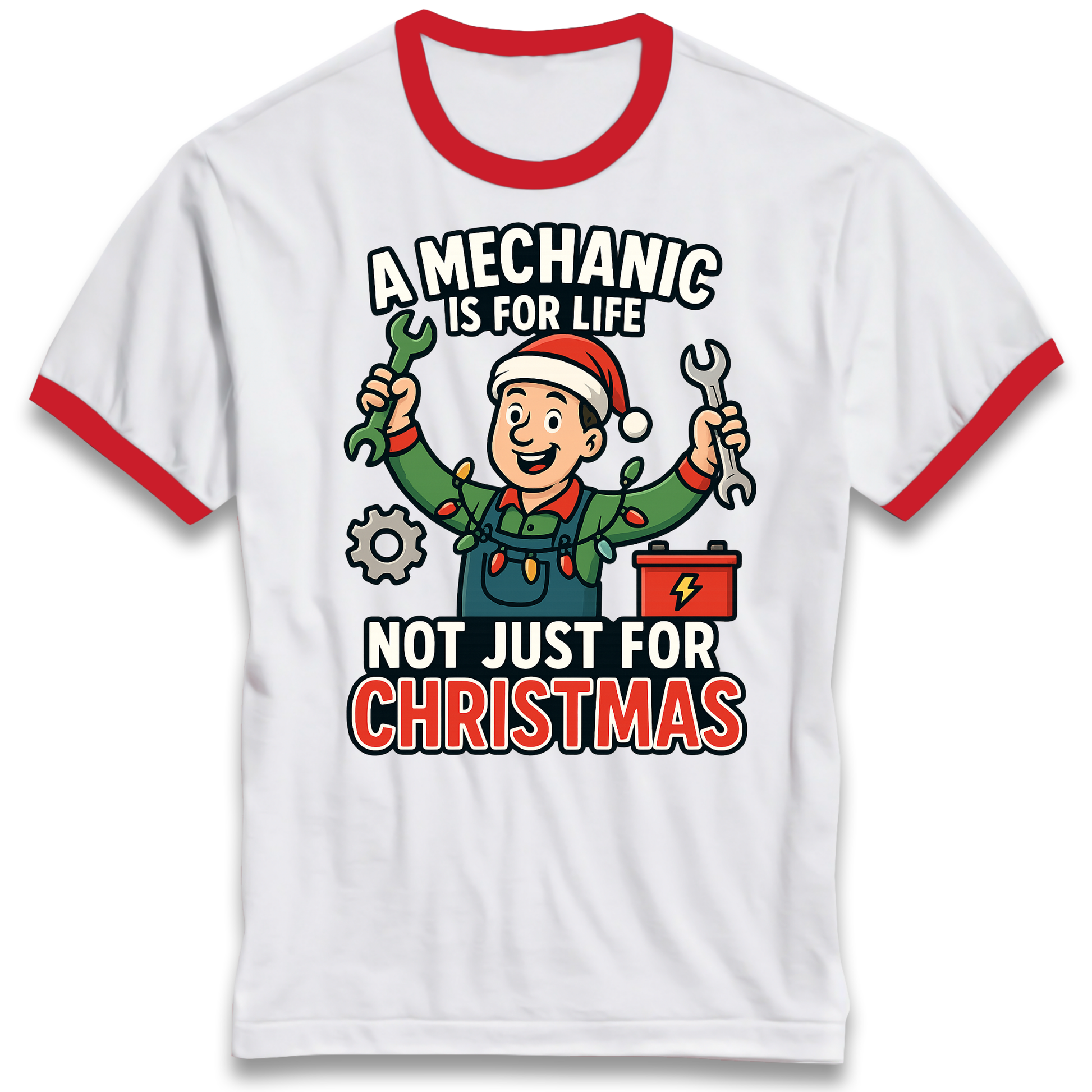 Mechanic Christmas Ringer T Shirt