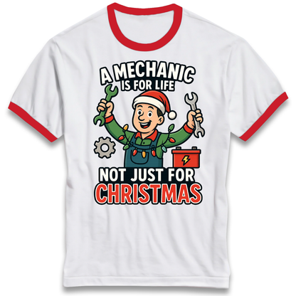 Mechanic Christmas Ringer T Shirt