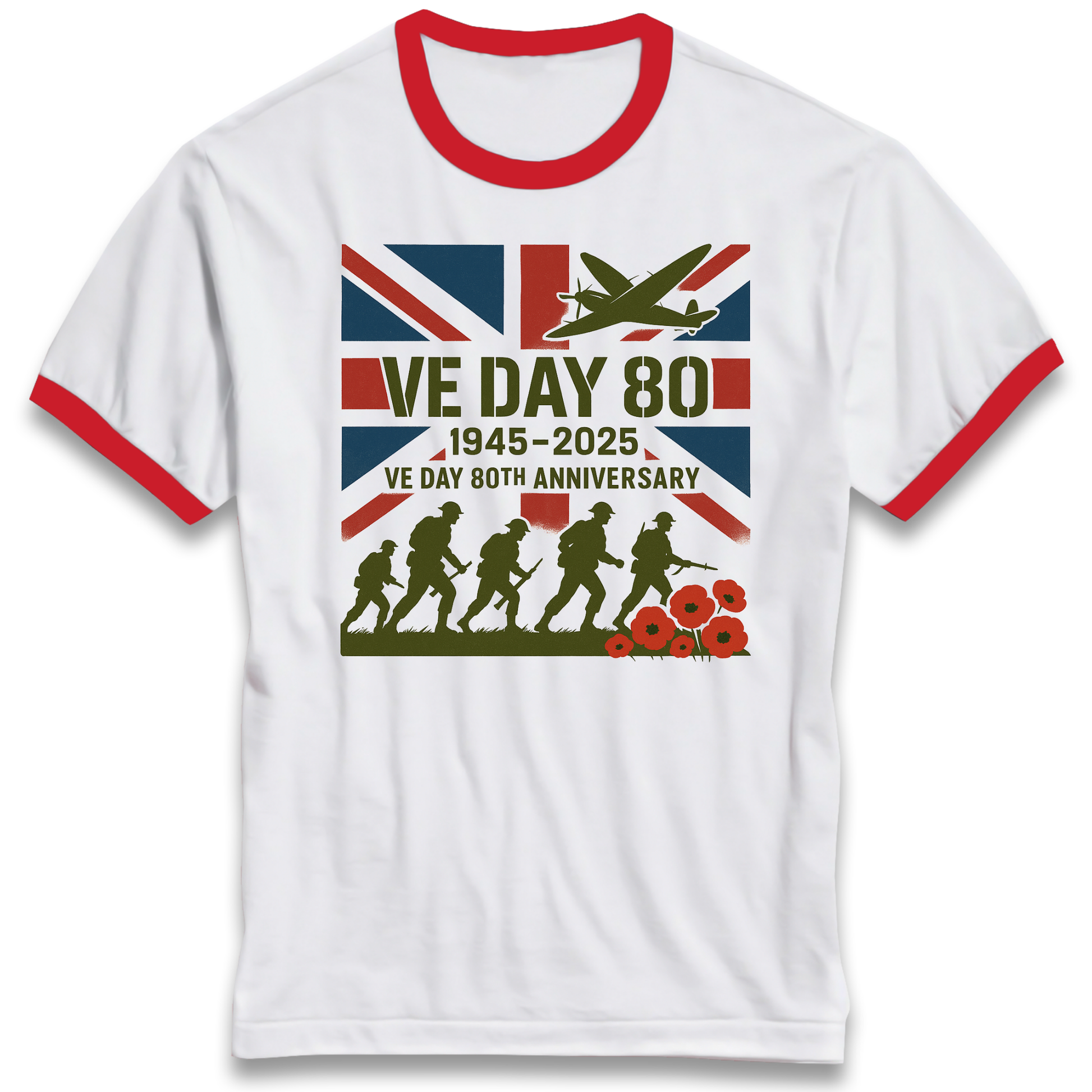 VE Day 80th Anniversary 1945 2025 Ringer T Shirt