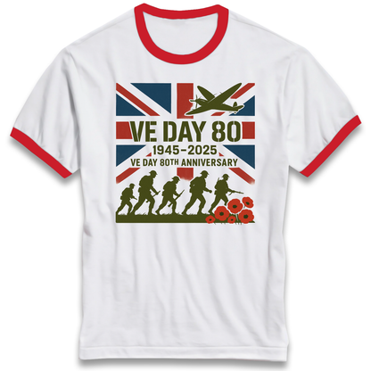 VE Day 80th Anniversary 1945 2025 Ringer T Shirt