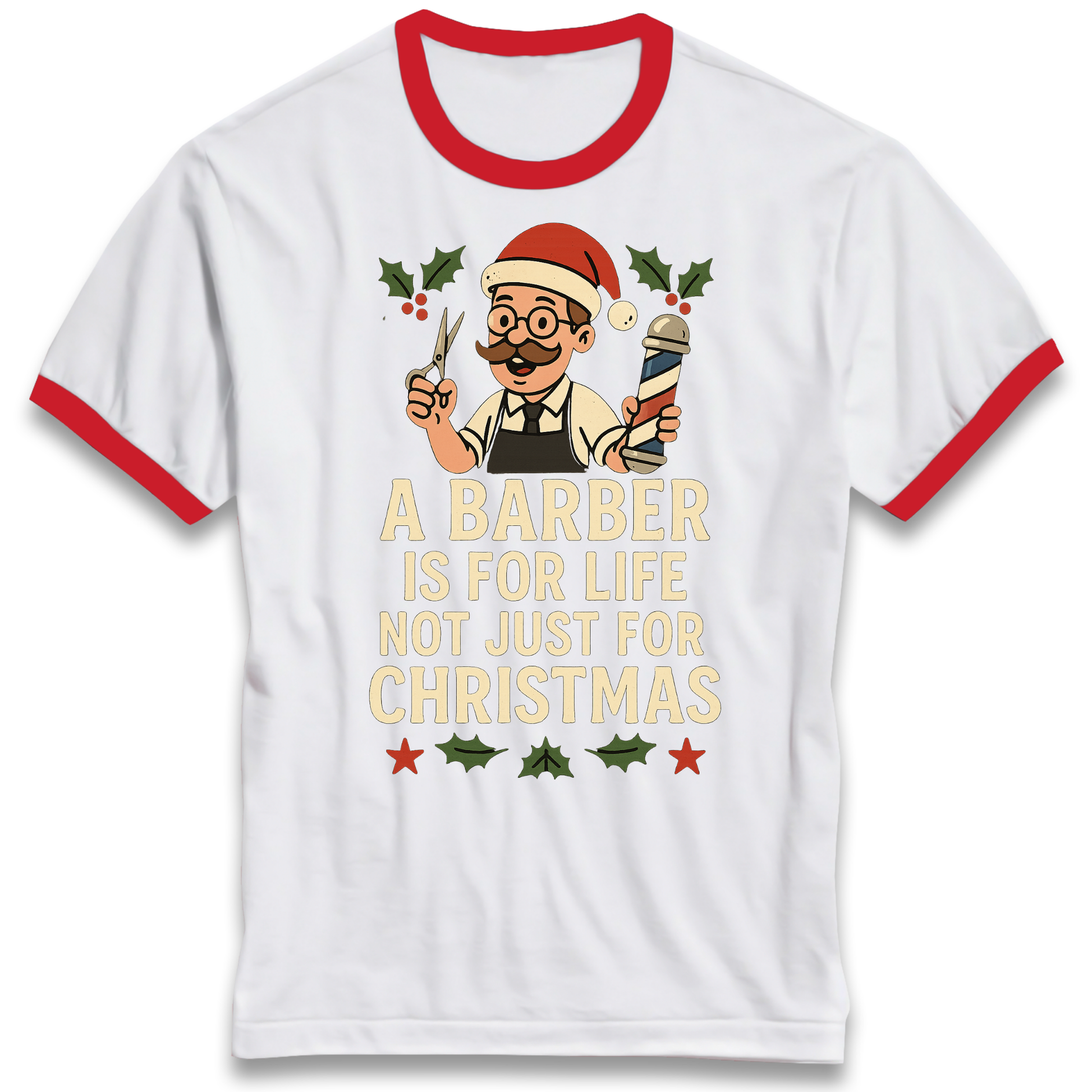 Barber Christmas Ringer T Shirt