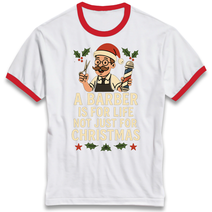 Barber Christmas Ringer T Shirt