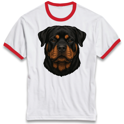 Rottweiler Face Ringer T Shirt