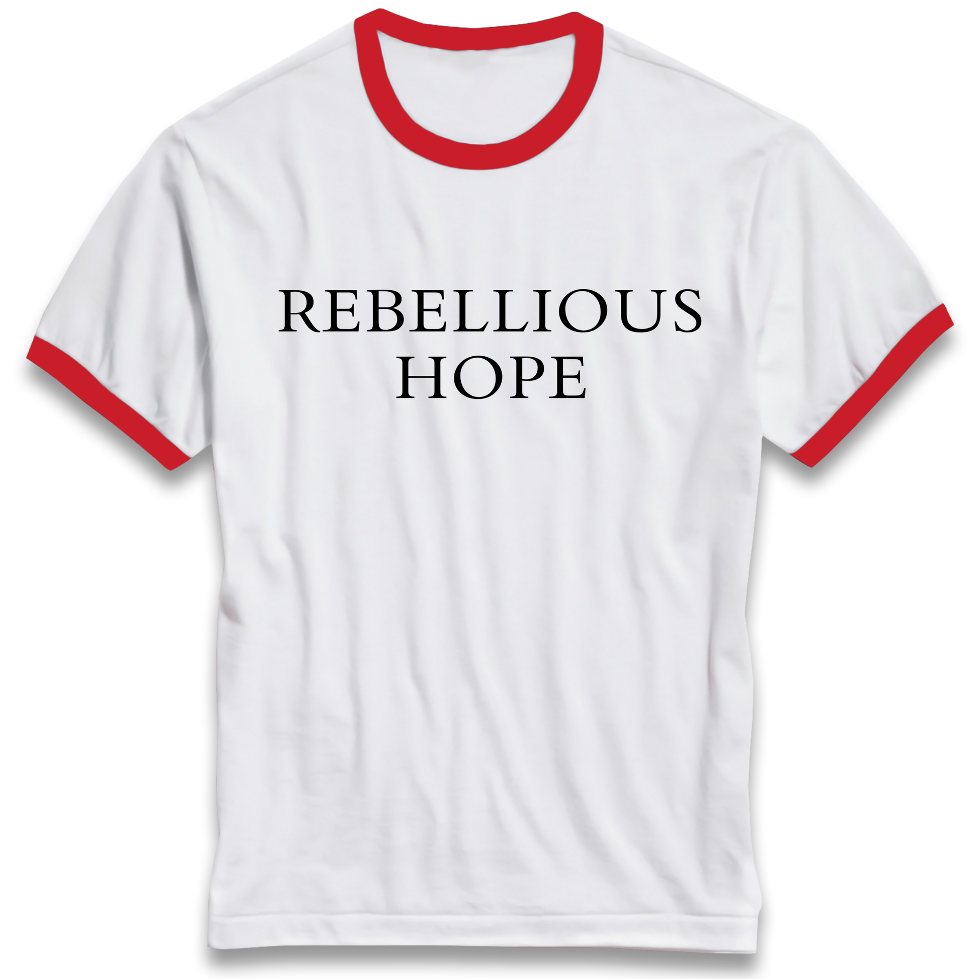 Rebellious Hope Embroidered Ringer T Shirt