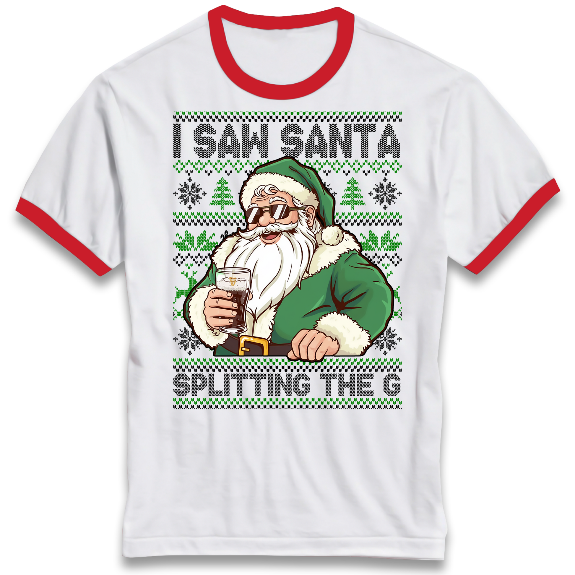 Santa Splitting The G Ringer T Shirt