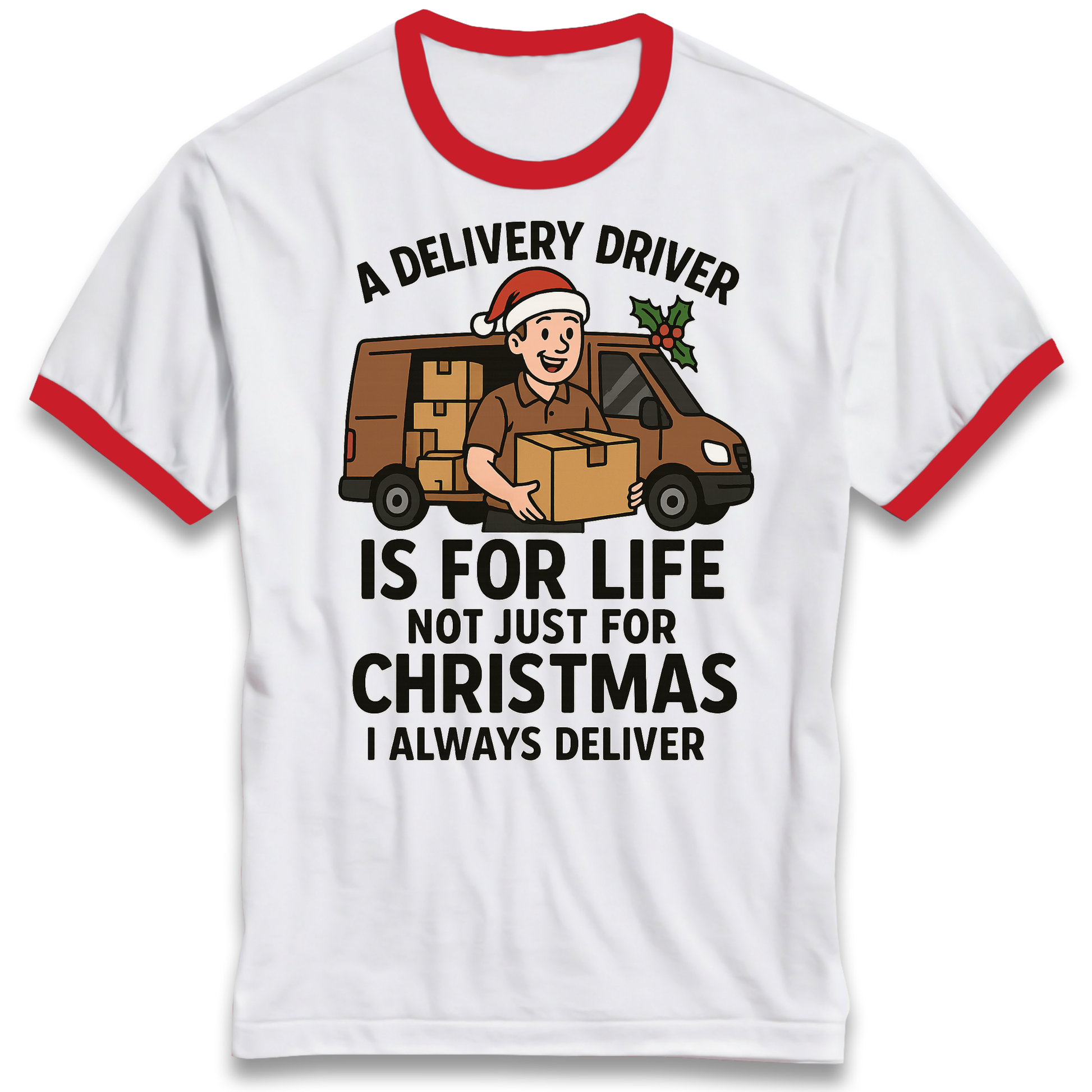 Delivery Driver Christmas Ringer T Shirt