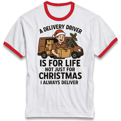 Delivery Driver Christmas Ringer T Shirt