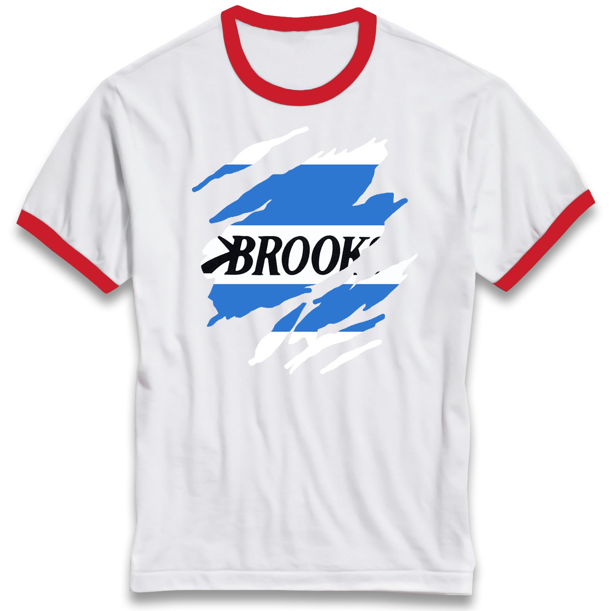 Retro QPR 1992 Torn Effect Ringer T Shirt
