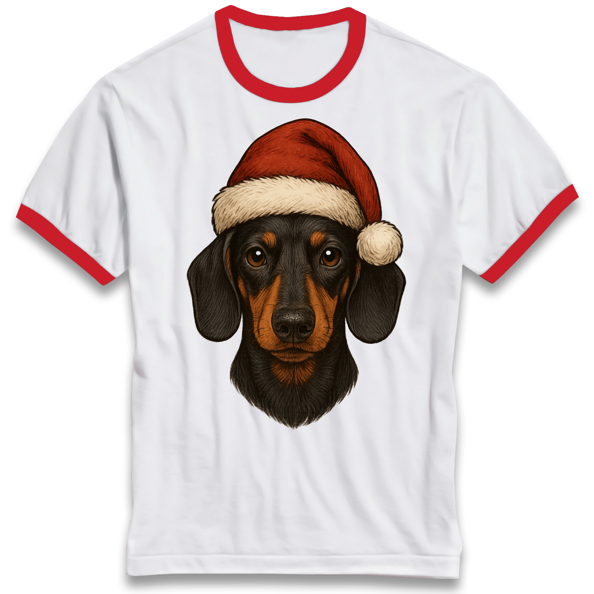 Sausage Dog Christmas Ringer T Shirt