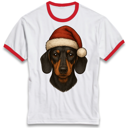 Sausage Dog Christmas Ringer T Shirt
