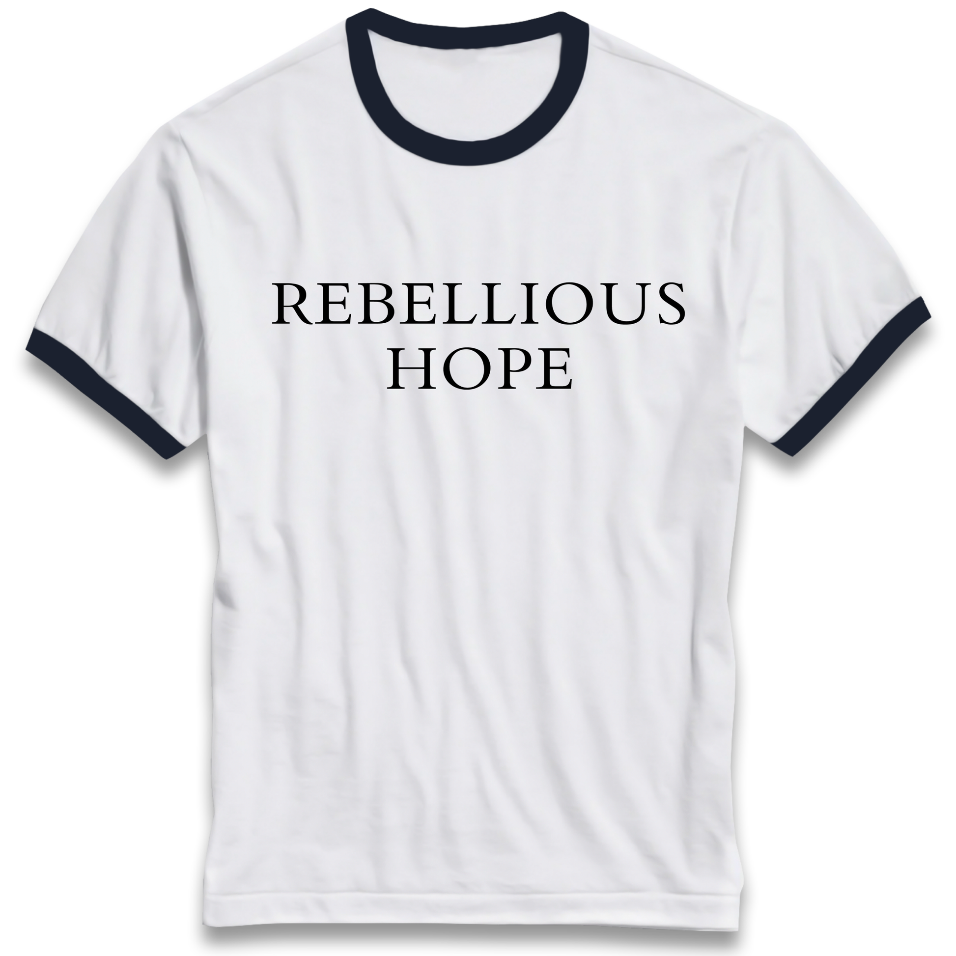 Rebellious Hope Embroidered Ringer T Shirt