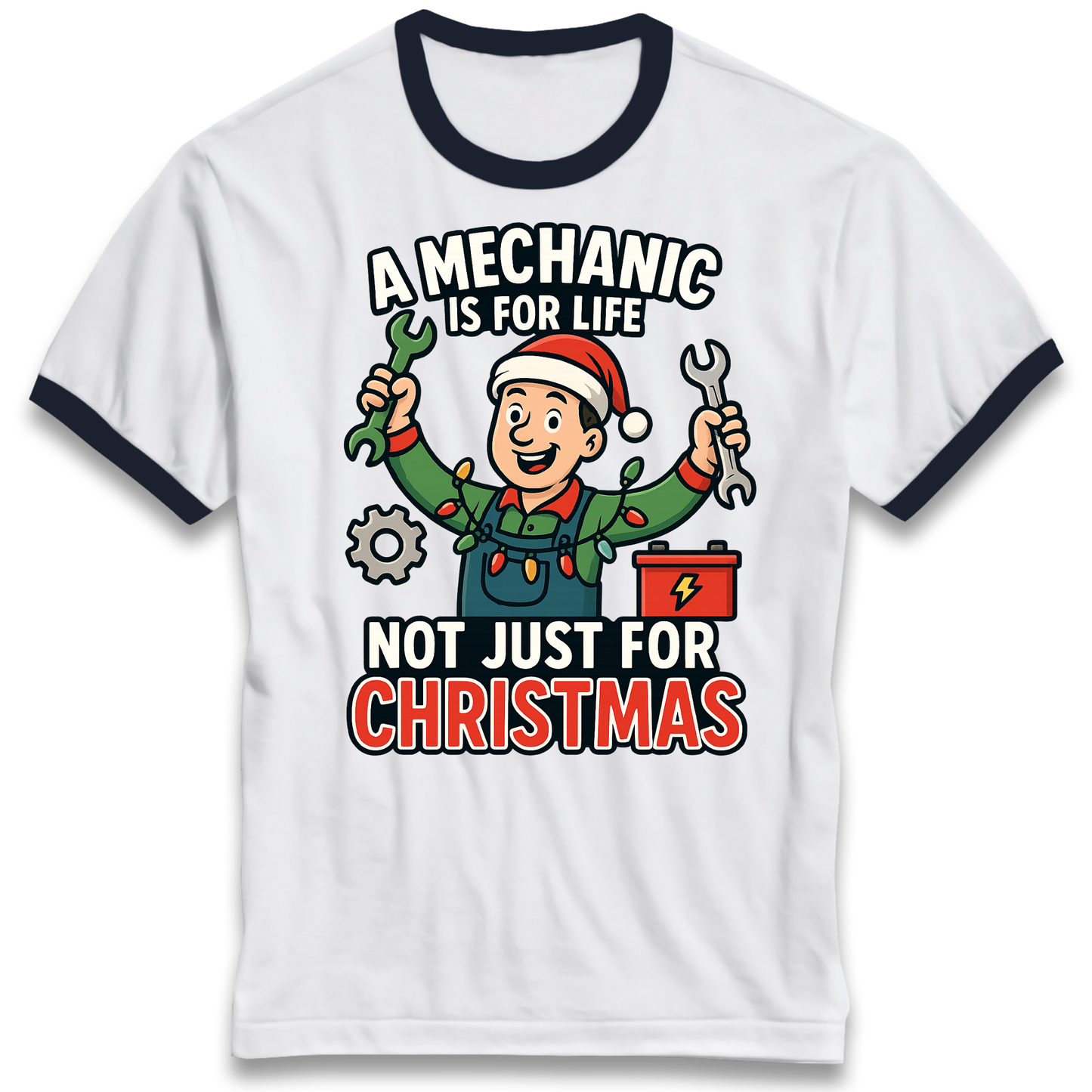 Mechanic Christmas Ringer T Shirt
