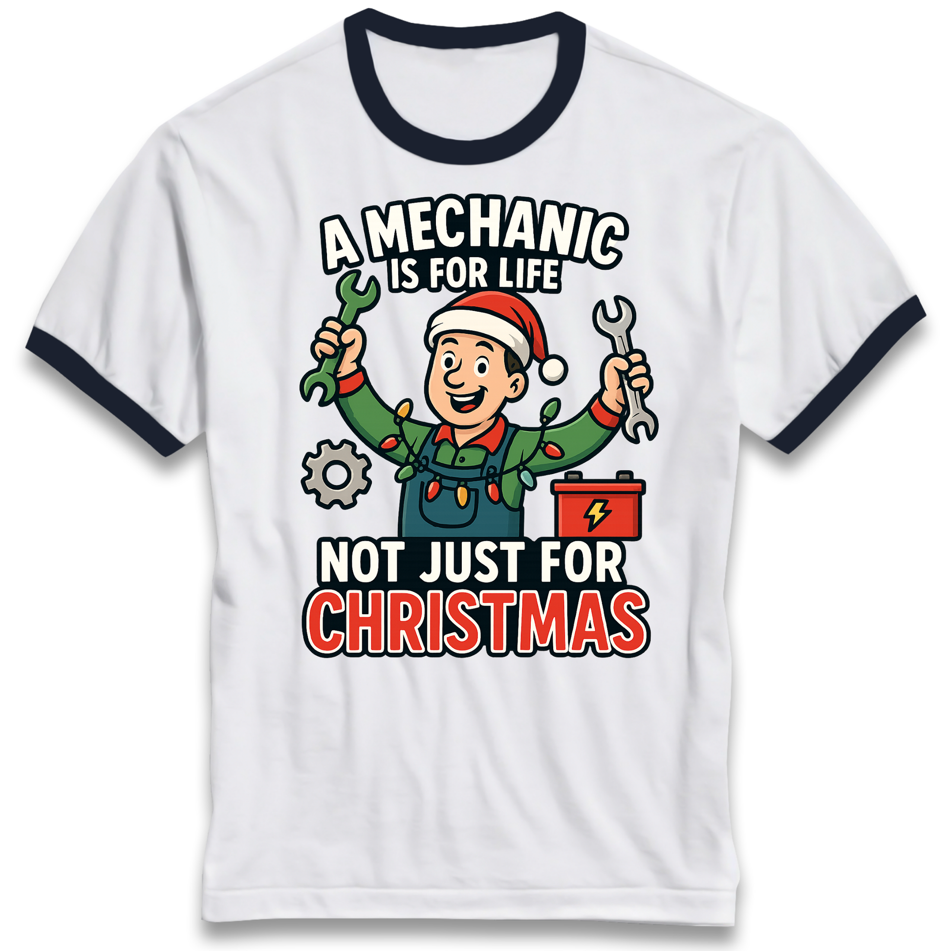 Mechanic Christmas Ringer T Shirt