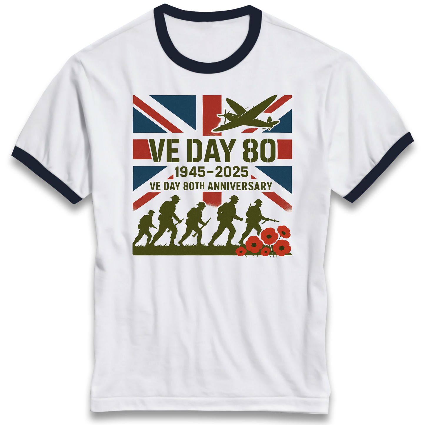 VE Day 80th Anniversary 1945 2025 Ringer T Shirt