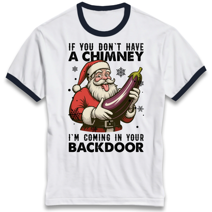 Santa Back Door Ringer T Shirt