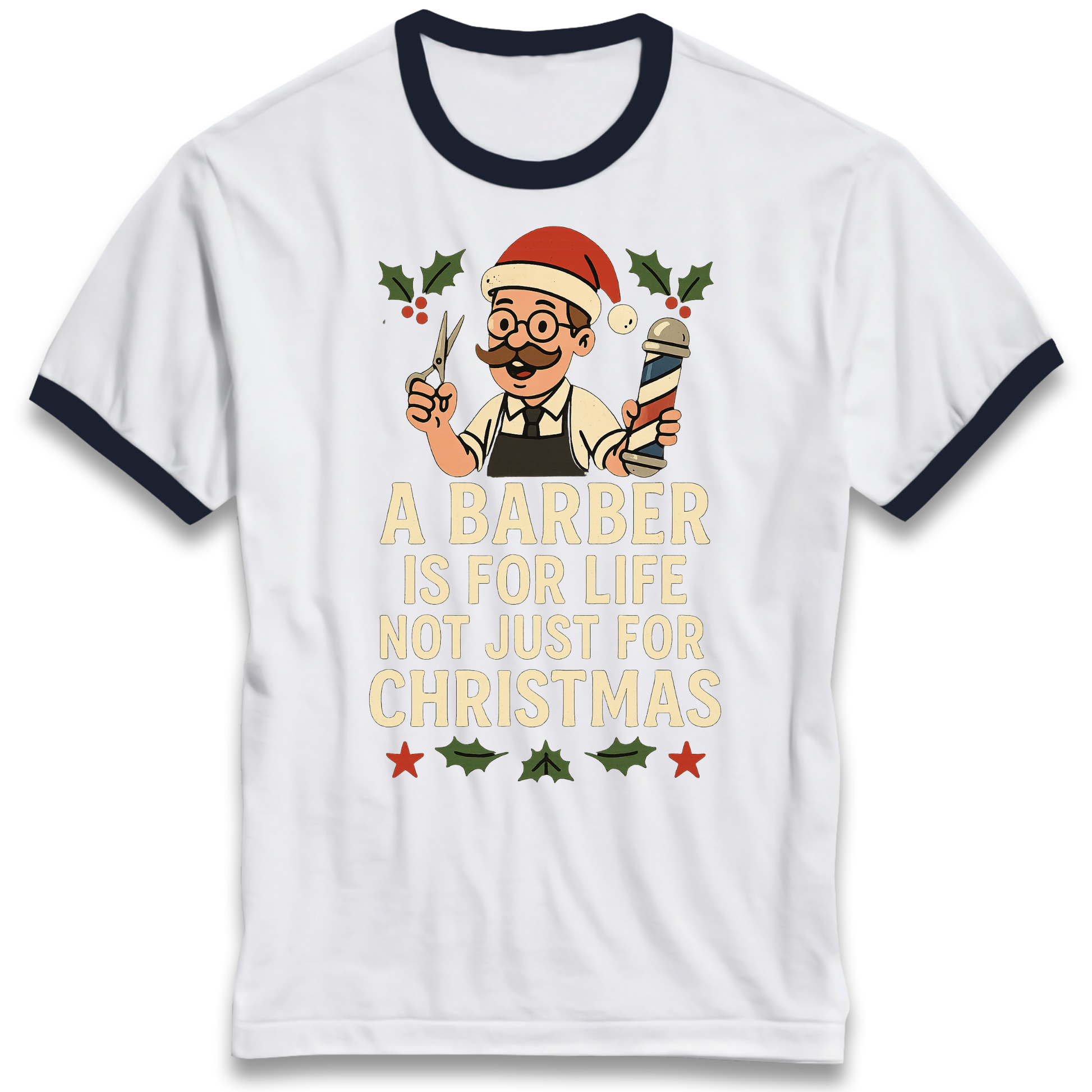 Barber Christmas Ringer T Shirt