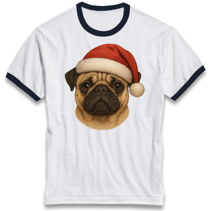 Pug Face Christmas Ringer T Shirt