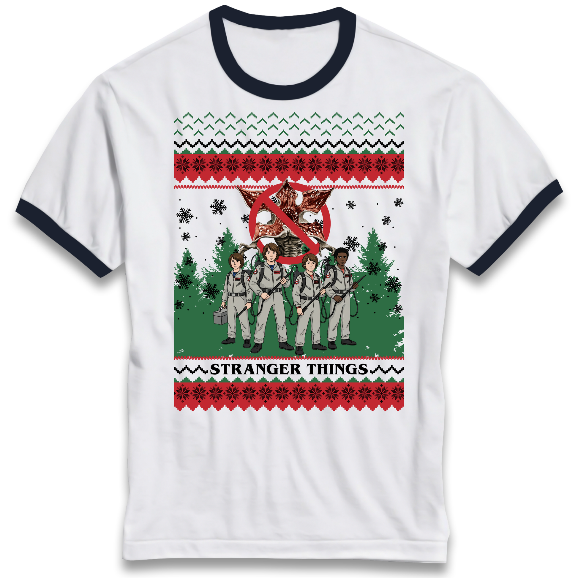 Stranger Things Demogorgon Christmas Ringer T Shirt