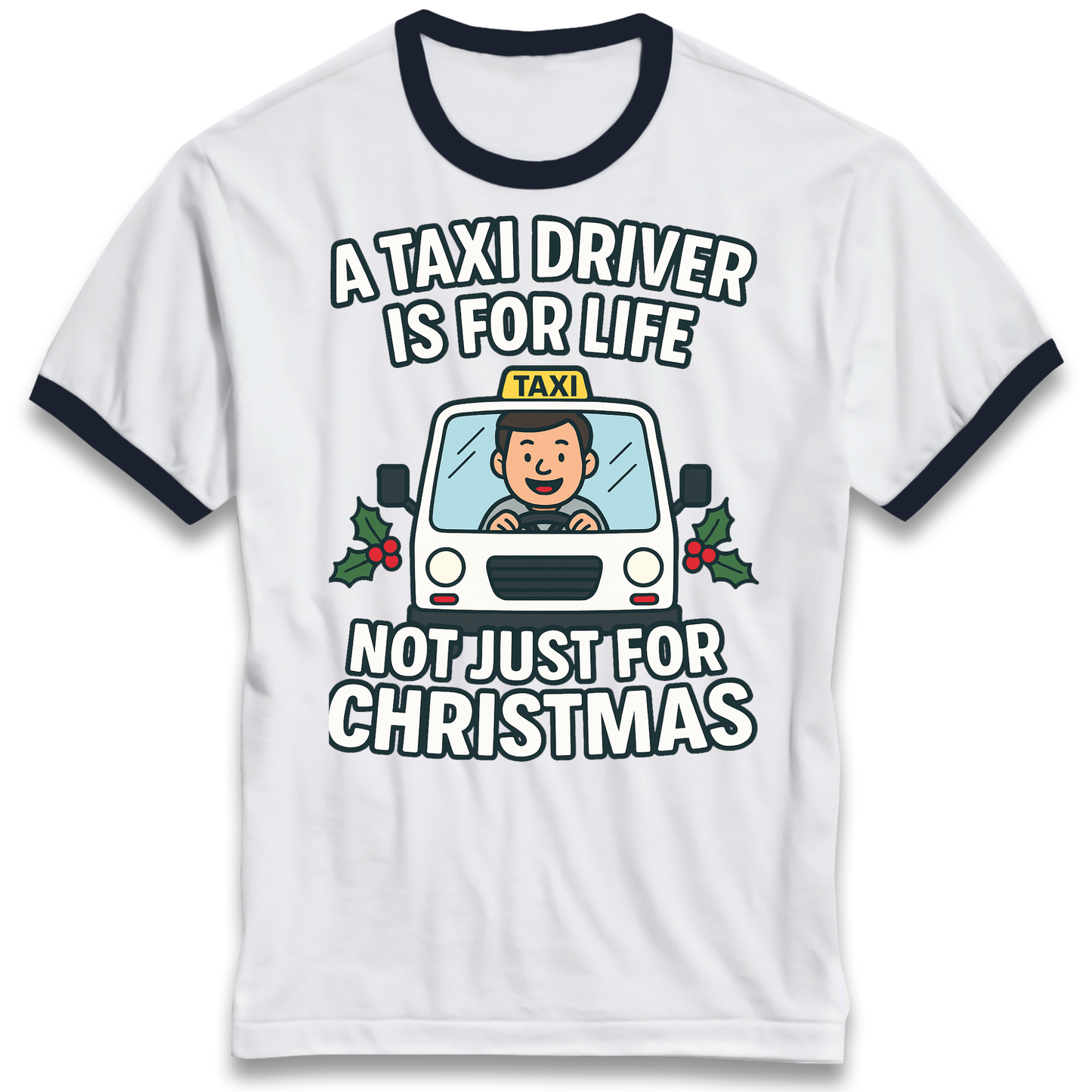 Taxi Driver Christmas Ringer T Shirt