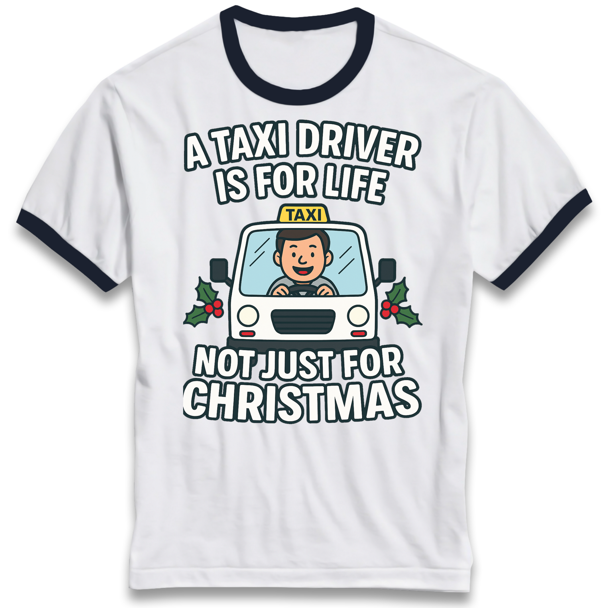 Taxi Driver Christmas Ringer T Shirt