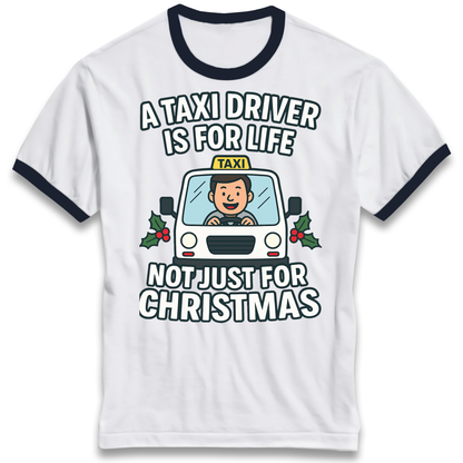 Taxi Driver Christmas Ringer T Shirt