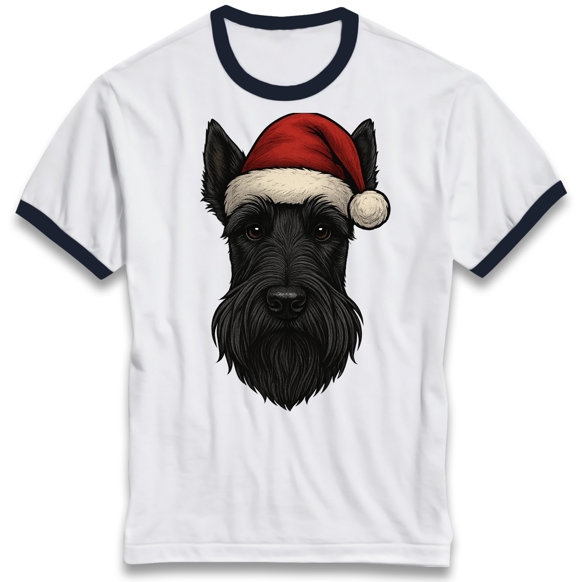 Scottish Terrier Face Christmas Ringer T Shirt