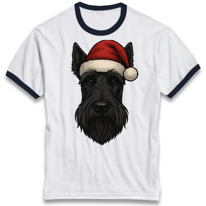 Scottish Terrier Face Christmas Ringer T Shirt