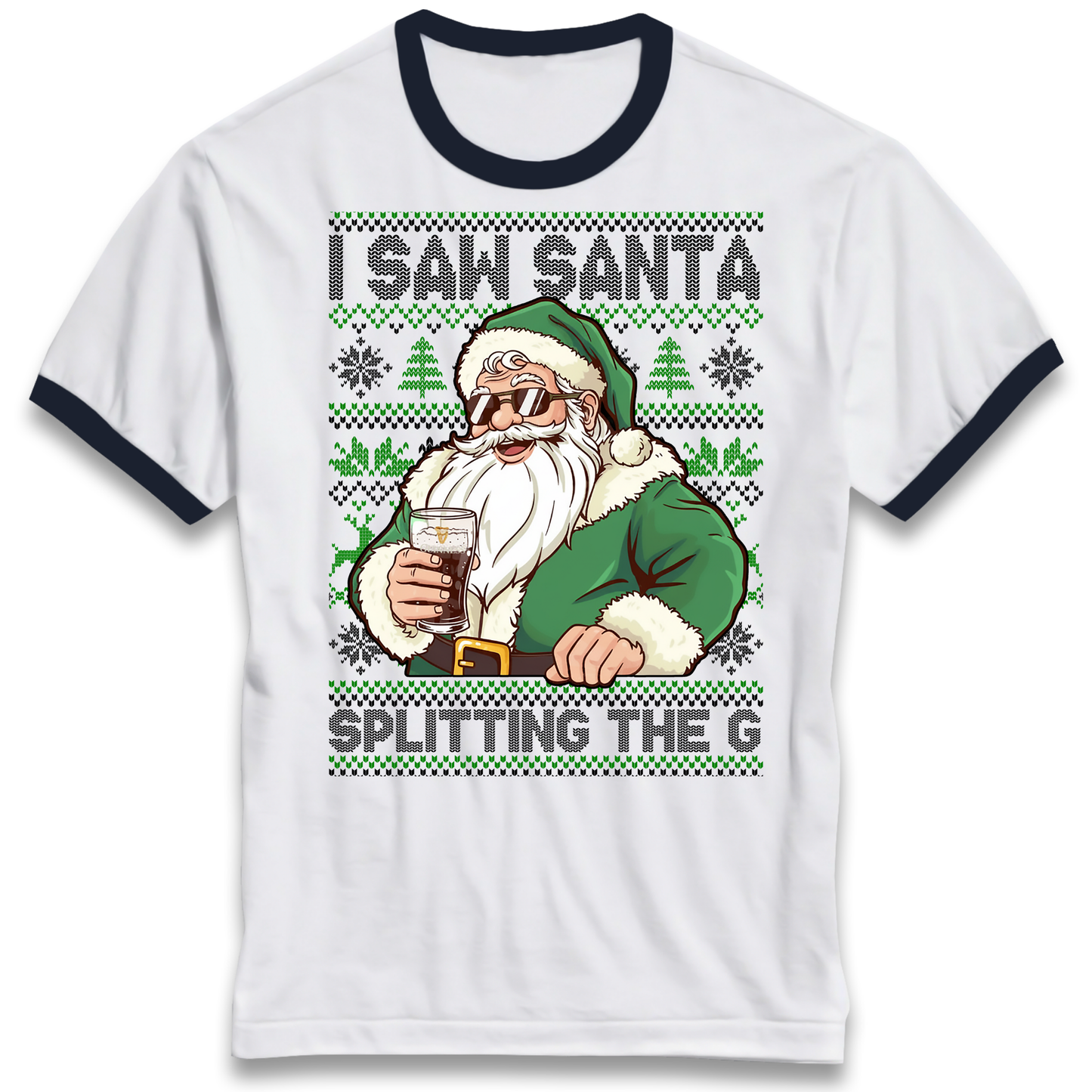 Santa Splitting The G Ringer T Shirt