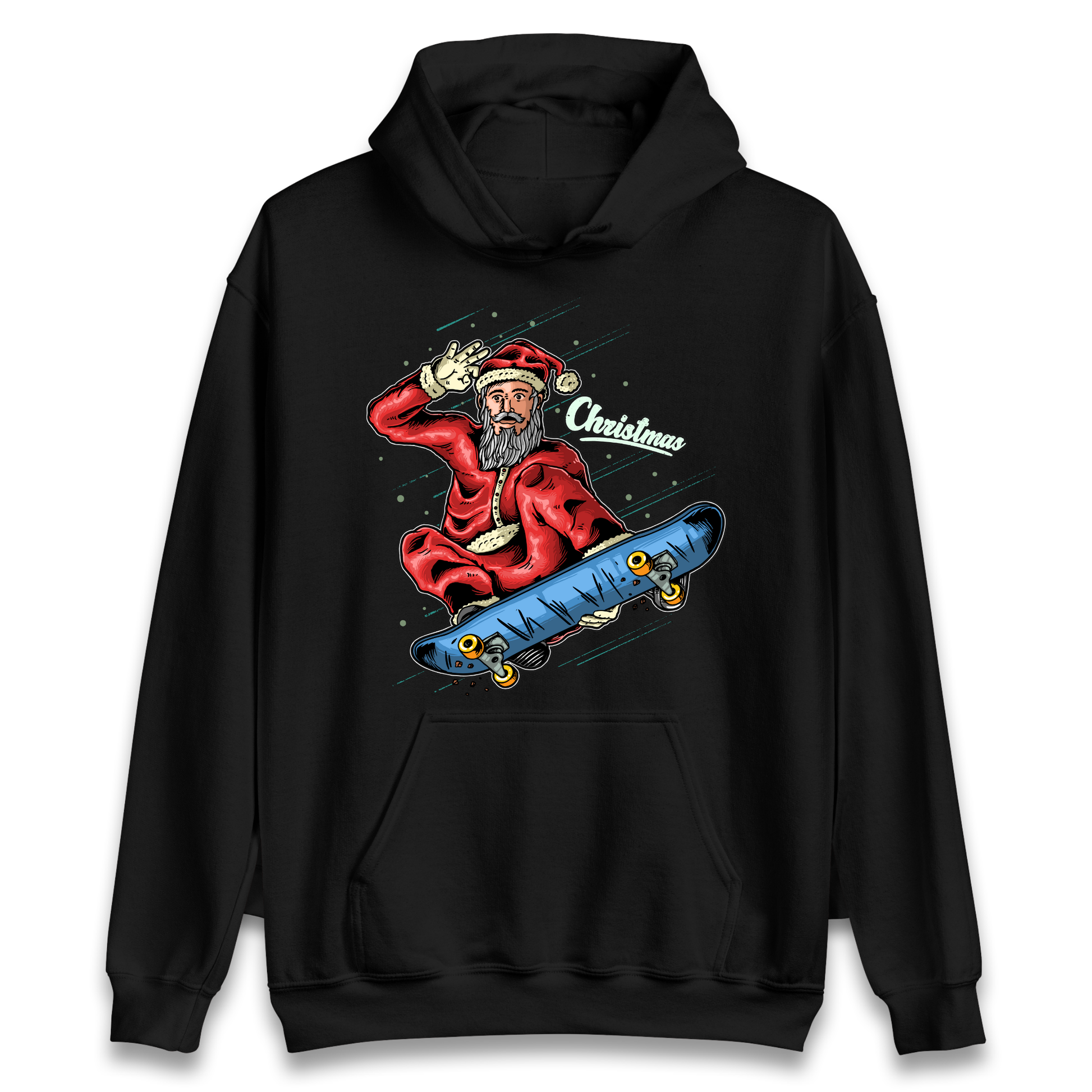 Santa Skateboarding Christmas Hoodie
