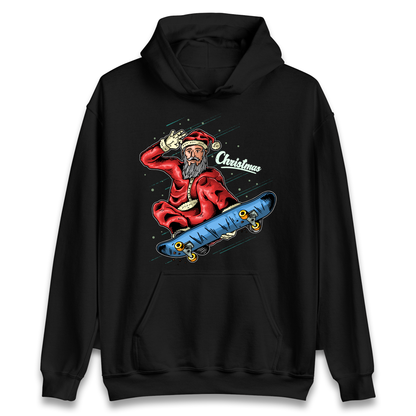Santa Skateboarding Christmas Hoodie