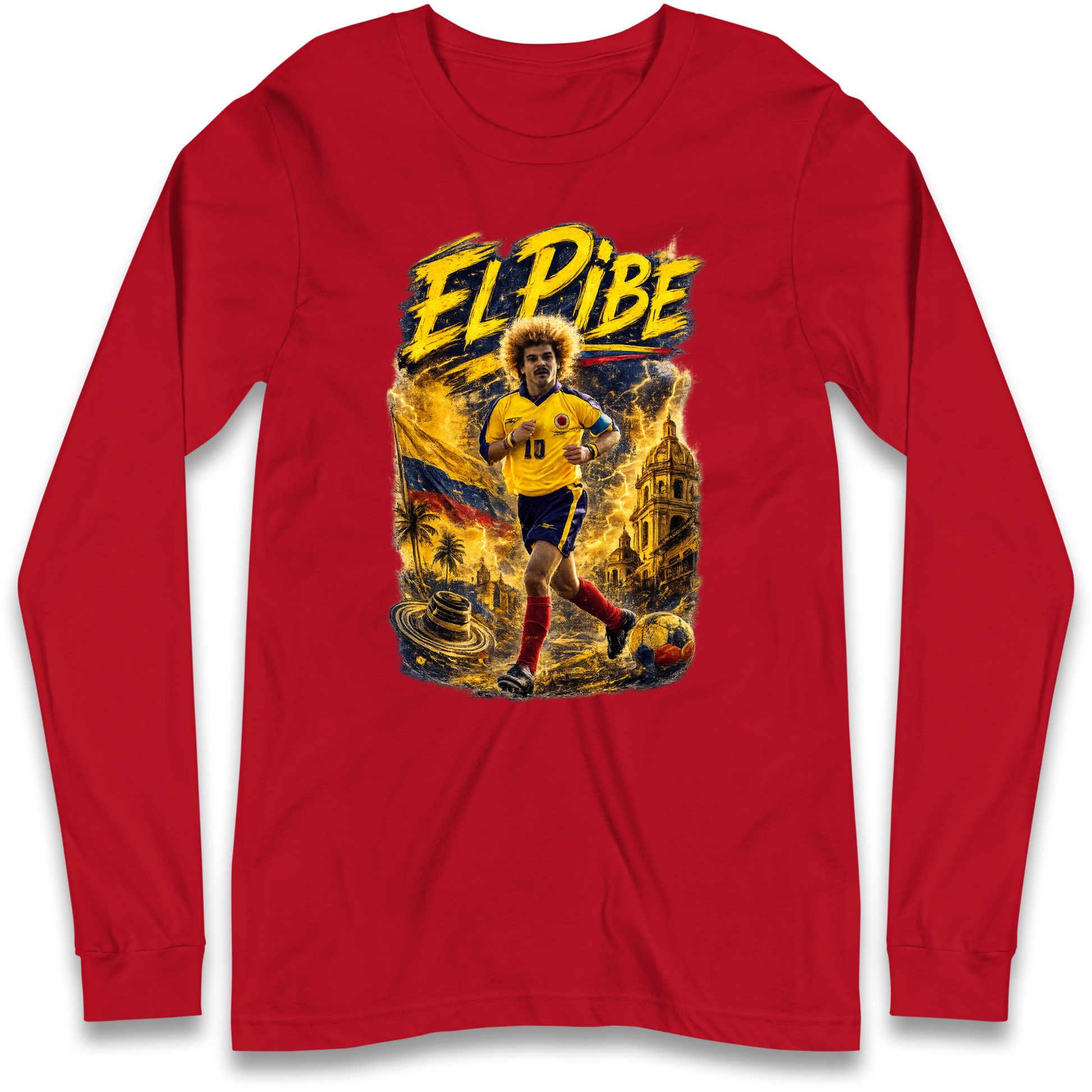 Carlos Valderrama Colombia Football Longsleeve T Shirt